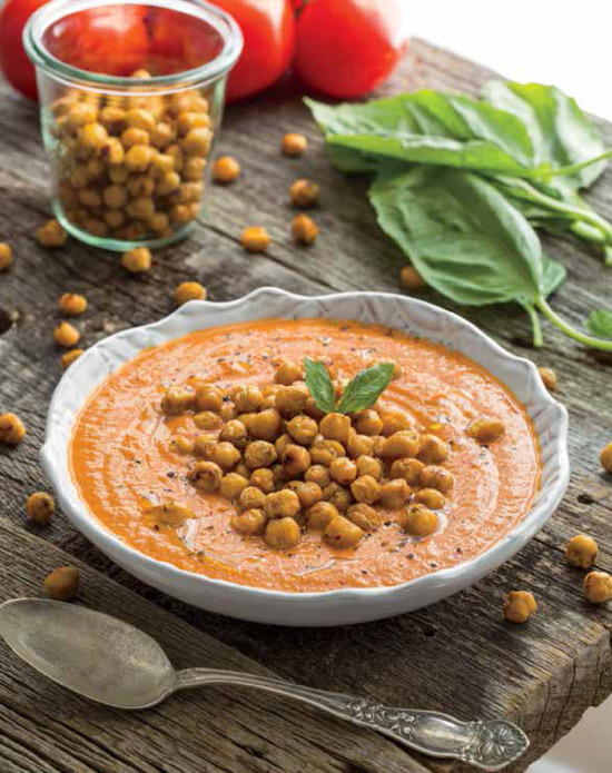 Figure 1: Tomato soup with crispy chickpea croutons